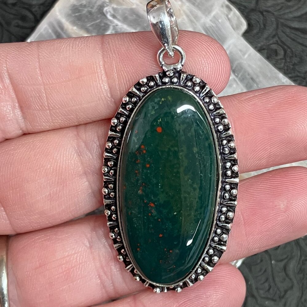 Heliotrope Bloodstone Pendant Stone Crystal Jewelry